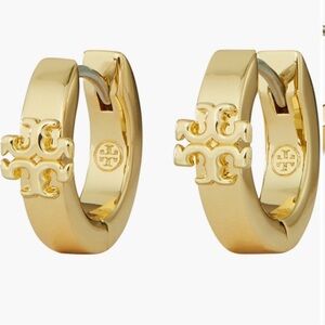 Tory Burch Gold Logo Hoop Earrings